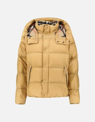 Burberry Mens Burberry Leeds Detachable Sleeve Hooded Down Jacket Warm Honey - Cream - Size: 38/Regular