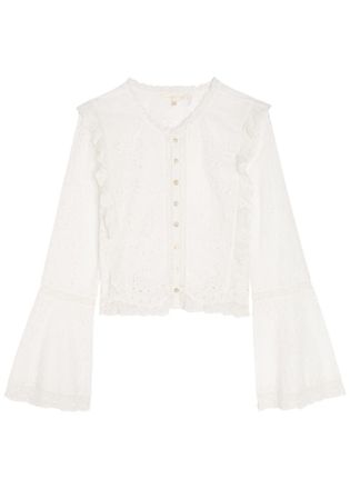 LoveShackFancy Loveshackfancy Hawthorne Embroidered Cotton top - White - S (UK8-10 / S)