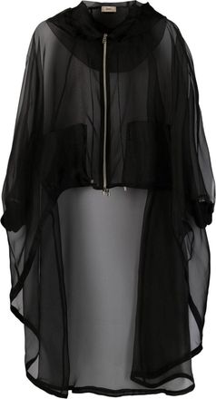 Herno chiffon hooded cape - women - Polyamide/Spandex/Elastane/Silk - 38 - Black