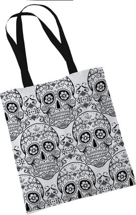 Bang Tidy Clothing Sugar Skull - Skull Bag Gothic Gifts for Women Men Goth Print Tote Foldable Handbag - Shoulder Shopper Bag - Made In UK