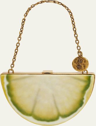 Saint Laurent Mini Lemon Wedge Resin Clutch Bag