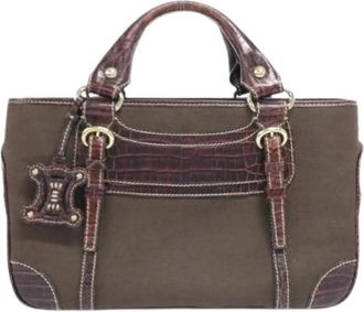 Celine Pre-owned Boogie Canvas Leather Handbag - Dames - Vintage Handtas - Bruin - ONE Size - Leer - Vintage