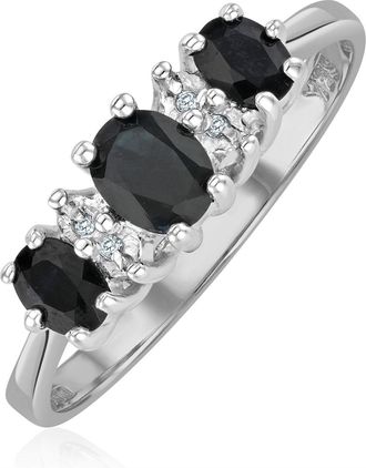 The Diamond Store Sapphire 1.00ct And Diamond 9K White Gold Ring