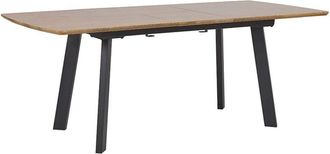 Beliani Tavolo Allungabile Metallo Nero Marrone Piano MDF Effetto Legno 180 x 90 cm Salvador