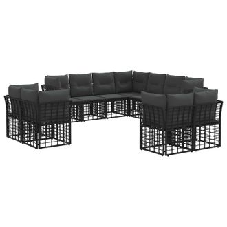 vidaXL Conjunto De Sof&aacute;s De Exterior Negro Y Gris Oscuro Poli&eacute;ster Vidaxl