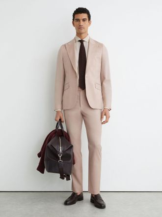 Reiss Dusty Pink Virgin Wool Single-breasted Tailored-fit Blazer, 46
