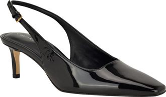 Calvin Klein Sorena Slingback Kitten Heel Pump in Black Patent at Nordstrom, Size 8.5