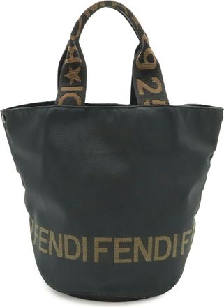 Fendi Black Khaki Nylon Canvas Handbag Tote Bag (Pre-Owned)