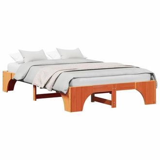 Berkfield Home Traditional Wood Bed Frame Wax brown Solid wood 140 x 190 cm Durable