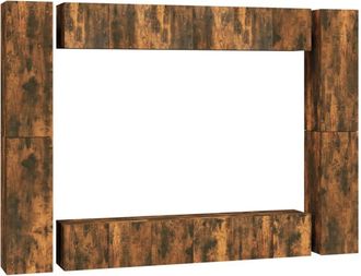 vidaXL Vidaxl - Set De Muebles De Tv 10 Pzas Madera Contrachapada Roble Ahumado