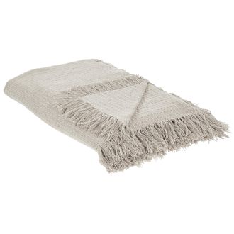 Beliani Beliani - Colcha Decorativa Para Cama Con Borlas Fabricada En Algod&oacute;n En Color Gris 150 X 200 Cm Yerbent
