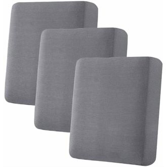 OEM Juego De Fundas Para Sof&aacute; De Tres Piezas, S&uacute;per El&aacute;sticas, De Tejido De Sarga Jacquard Gris, Aptas Para Asientos Est&aacute;ndar