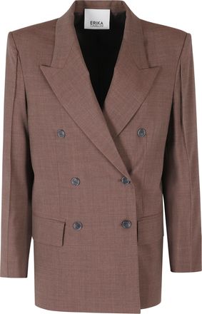 Erika Cavallini Semi Couture Brown Ambra Double-Breasted Wool Blazer