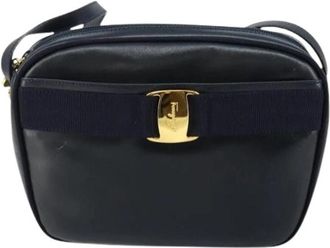 Ferragamo Pre-owned Leather Schoudertas - Dames - Vintage Schoudertas - Blauw - ONE Size - Leer - Vintage