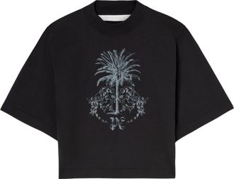 Palm Angels Palms Pencil cotton cropped top - women - Cotton - L - Black