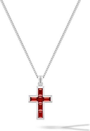 Vincero Mens Stone Cross Pendant Necklace in Red at Nordstrom