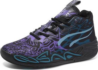 Generic Mens Lightweight Anti-Slip Basketball Shoes - High-top Shock Absorption Sneakers - Indoor Training Sports Shoes (Black,6.5)