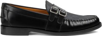 Gucci Black GG Motif Leather Loafers