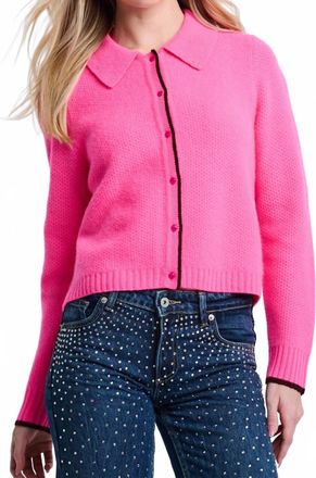 Lisa Todd Honeycomb Cashmere Cardigan In Neon Pink