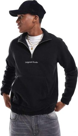 Jack & Jones half zip fleece with Originals logo in black