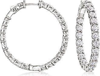 Ross-Simons Lab-Grown Diamond Inside-Outside Hoop Earrings in 14kt White Gold