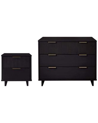 Manhattan Comfort 2pc Granville Modern Solid Wood Standard Dresser & Nightstand Set