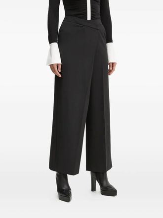 Karl Lagerfeld wrap-front pants - women - Polyester/Viscose/Elastane/Polyester/Elastane - S - Black