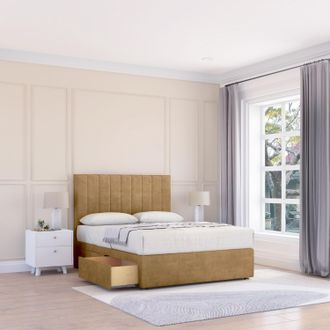 Sloomy Kansas Divan Bed Base 4 Drawers & 54 Floor Standing Headboard in Bronze | Size: Small Double