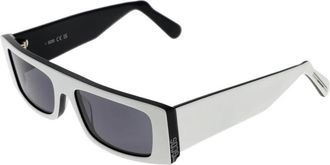 GCDS Witte Rechthoekige Zonnebril met UV-bescherming - unisex - Zonnebrillen - Wit - ONE Size - Accessoires