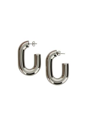 Paco Rabanne Sculptural Brass XL Link Hoops with Post Back Closure