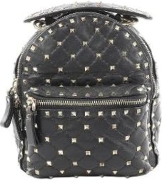 Valentino Pre-owned Backpacks, female, Black, Size: ONE SIZE Pre-owned Rockstud Spike Mini Backpack