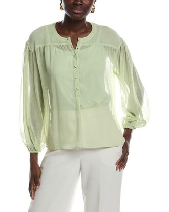 Vince Camuto Half Placket Shirred Yoke Blouse