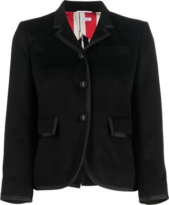 Thom Browne single-breasted blazer - women - Silk/Cotton/Cupro/Cashmere - 38 - Black