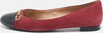 Tod's Tods Red/black Patent Leather And Suede Ballet Flats