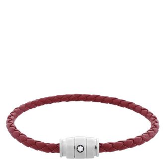 Montblanc Montblanc Meisterstuck Steel & Russet Leather Bracelet, Size 63