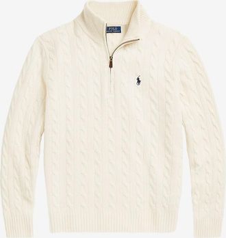 Polo Ralph Lauren Zopfstrickpullover aus Wolle und Kaschmir mit gezipptem Stehkragen