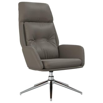 vidaXL Sedia Relax Grigia In Vera Pelle Vidaxl