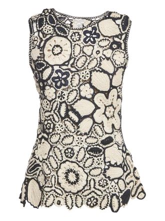Oscar De La Renta crochet floral top - women - Fabric - M - Blue