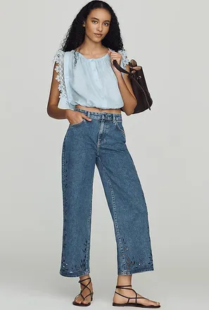 AG - Adriano Goldschmied AG Saige Mid-Rise Crop Wide-Leg Jeans