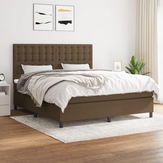 vidaXL Vidaxl - Cama Box Spring Con Colch&oacute;n Tela Marr&oacute;n Oscuro 180x200 Cm