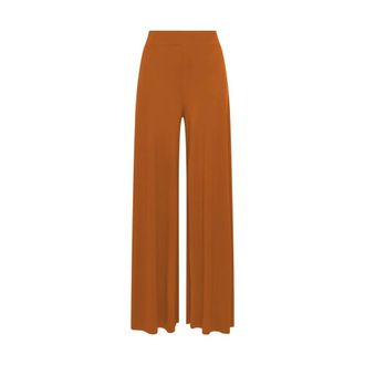 Maliparmi Soft Jersey Trousers - female - MALIPARMI - Wide Trousers - Brown - 2XL - Trousers
