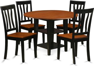 East West Furniture Dining Room Set Black & Cherry, SUAN5-BCH-W