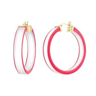 Gold & Honey Womens Flat Illusion Lucite Hoop Earrings In Clear