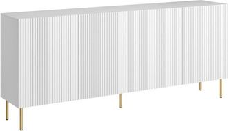 Dmora Credenza Londa, Madia da salotto con quattro ante battenti, Rialzato da terra, 200x42 h82 cm, Bianco