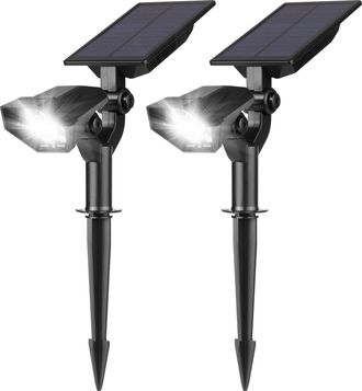 OEM Luces Solares De Jard&iacute;n 2 En 1, Impermeables, Con Funci&oacute;n De Encendido/apagado Autom&aacute;tico, Paquete De 2 Unidades, Luz Blanca C&aacute;lida (5 Led)