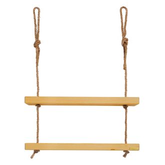 Hannun Estanter&iacute;a colgante de madera color olivo con 2 baldas 70 cm