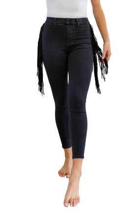 Judy Blue Side Fringe Skinny Jegging In Black