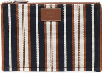 Fendi Signature Striped Medium Flat Clutch