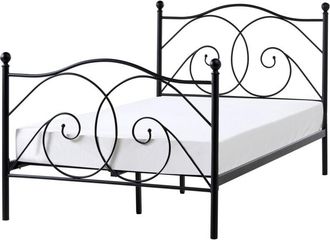 Beliani Cama Con Somier Retro 120 X 200 Cm De Metal Forjado Ornamental Con Cabecero Negro Dinard