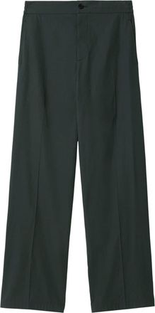 Burberry pressed-crease cotton trousers - men - Cotton/Cotton/Polyester/Viscose/Buffalo Horn - 50 - Green